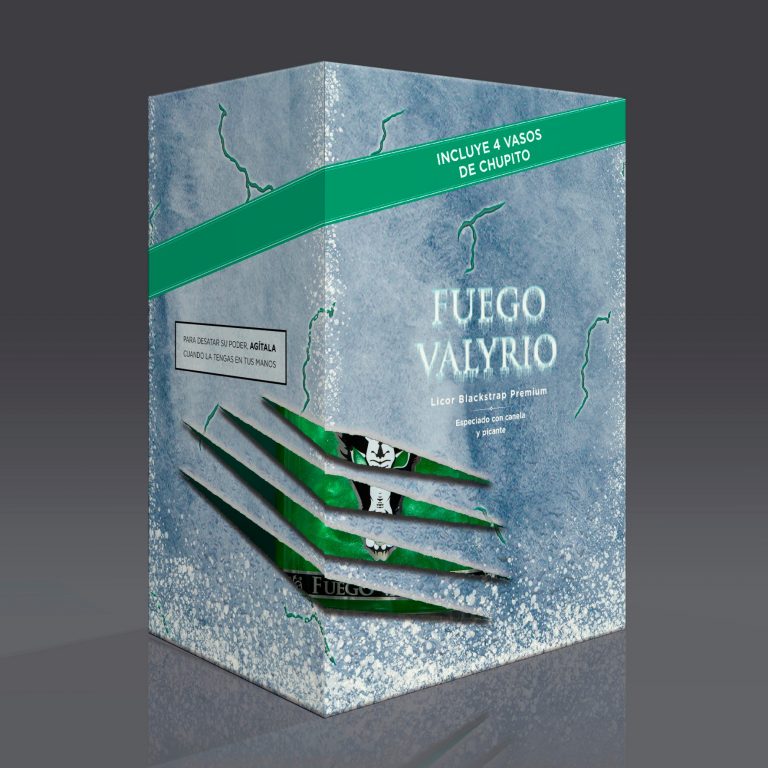 Montaje 3d Packaging botella de Fuego Valyrio