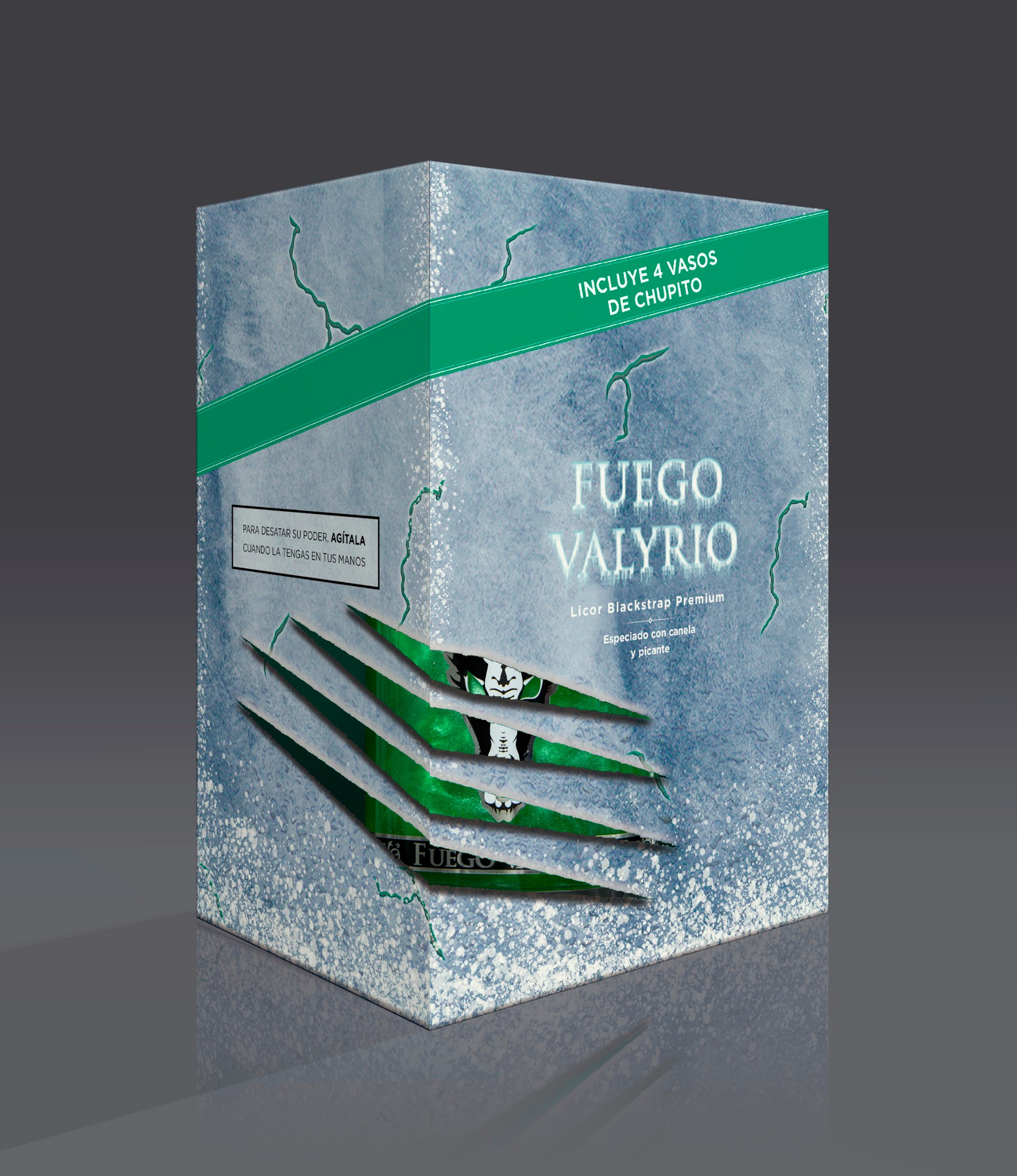 Montaje 3d Packaging botella de Fuego Valyrio
